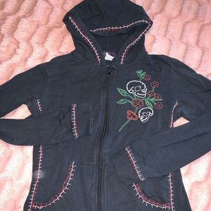 Black skeleton stitch hoodie